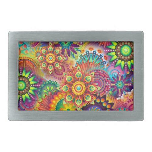 Psychedelic Floral Pattern  Belt Buckle