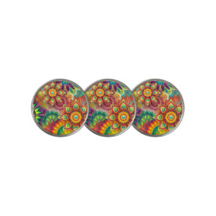 Psychedelic Floral Pattern Golf Ball Marker