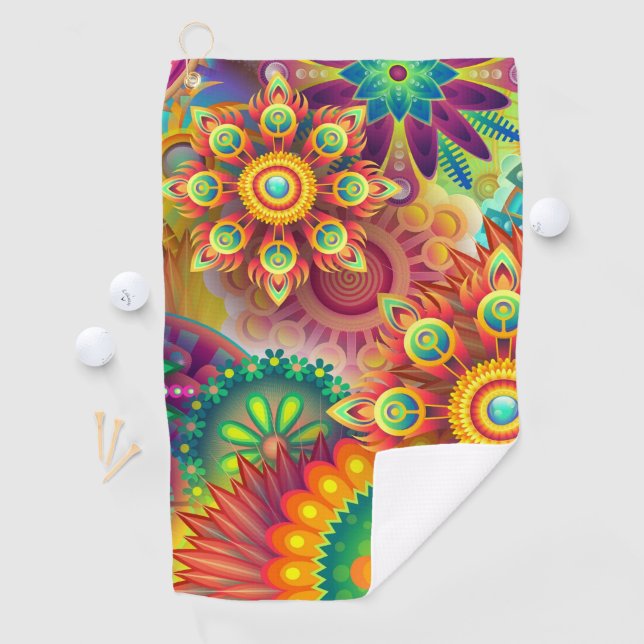 Psychedelic Floral Pattern  Golf Towel (InSitu)