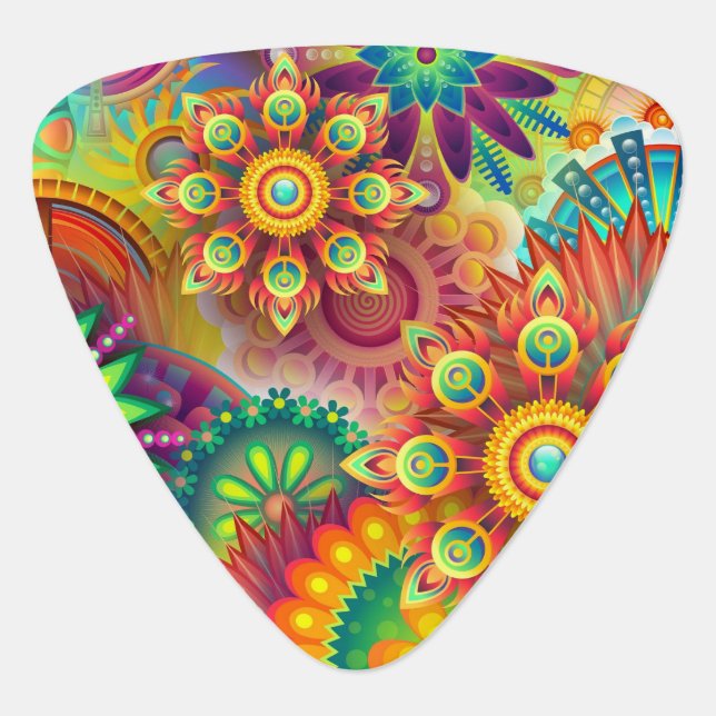 Psychedelic Floral Pattern  Guitar Pick (Front)