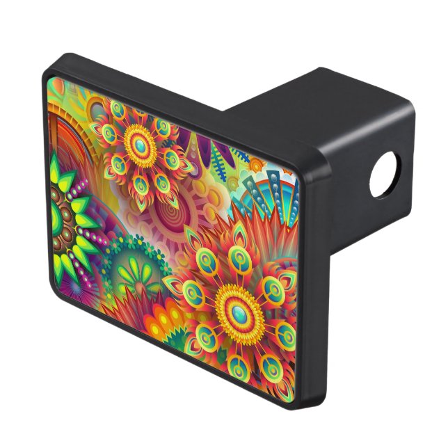 Psychedelic Floral Pattern  Hitch Cover (Top Right)