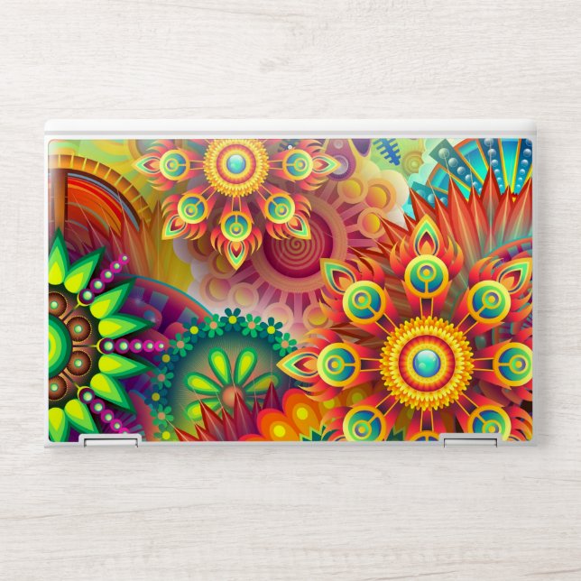 Psychedelic Floral Pattern  HP Laptop Skin (Front)