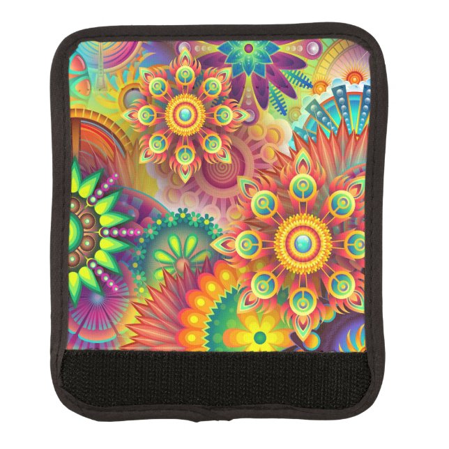 Psychedelic Floral Pattern  Luggage Handle Wrap (Front)