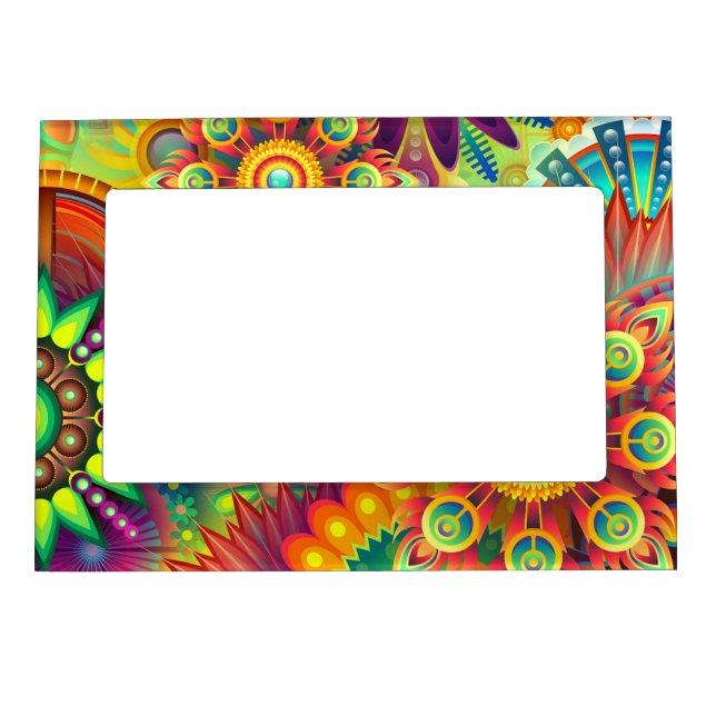 Psychedelic Floral Pattern  Magnetic Frame (Front)