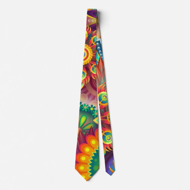 Psychedelic Floral Pattern  Neck Tie (Front)