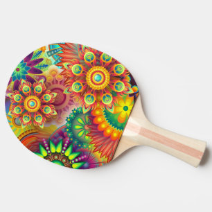 Psychedelic Floral Pattern Ping Pong Paddle