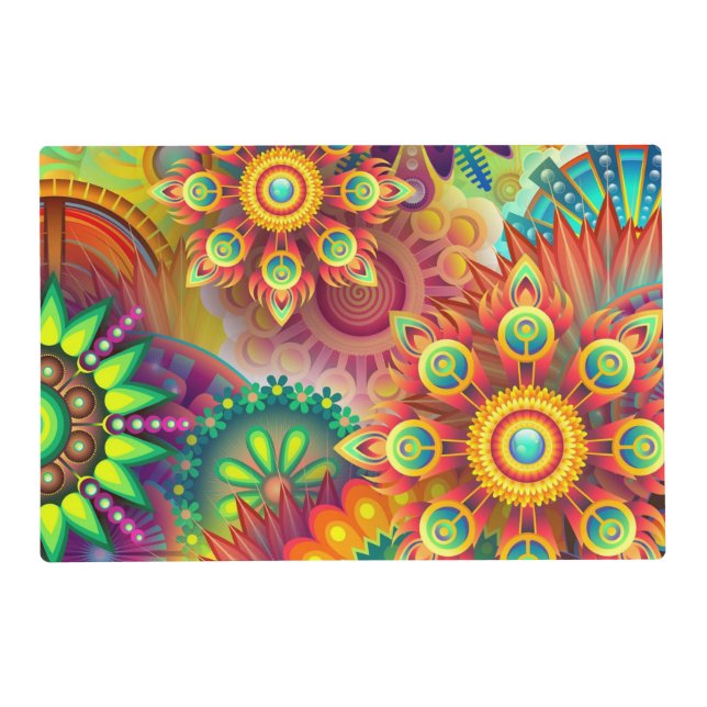 Psychedelic Floral Pattern  Placemat (Front)
