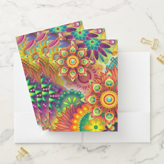 Psychedelic Floral Pattern  Pocket Folder (In Situ)