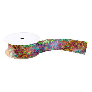 Psychedelic Floral Pattern Satin Ribbon