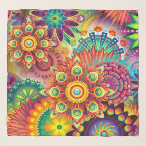 Psychedelic Floral Pattern  Scarf