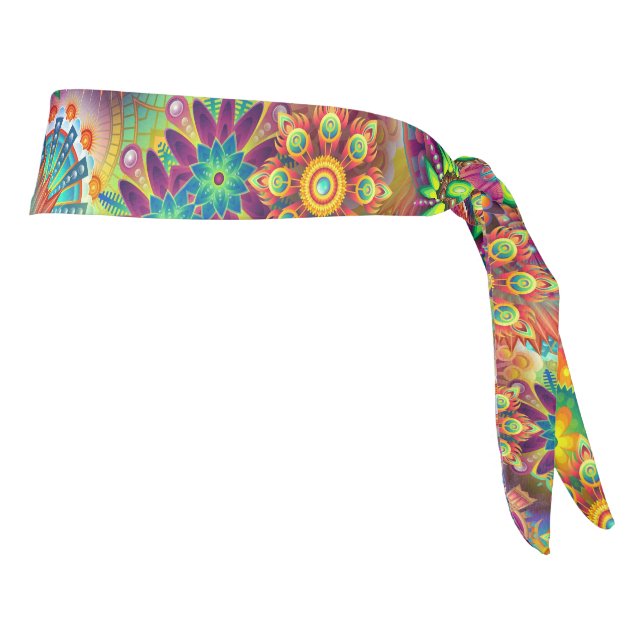 Psychedelic Floral Pattern  Tie Headband (Rotate 90)