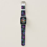 Psychedelic Floral Pink Fluorescent Green Black Apple Watch Band at Zazzle