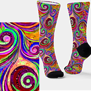 Psychedelic Floral Swirl Colorful Mystical Fantasy Socks