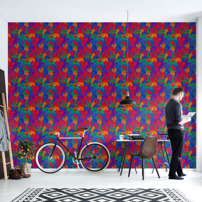 Psychedelic floral Wallpaper (Living Room)