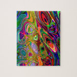 Psychedelic Florescent Abstract Twirls Jigsaw Puzzle at Zazzle