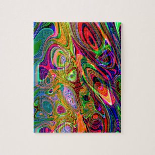 Psychedelic Florescent Abstract Twirls Jigsaw Puzzle