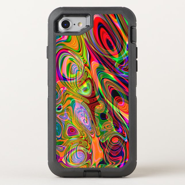 Psychedelic Florescent Abstract Twirls Otterbox iPhone Case (Back)