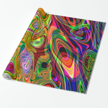Psychedelic Florescent Abstract Twirls Wrapping Paper by TeensEyeCandy at Zazzle