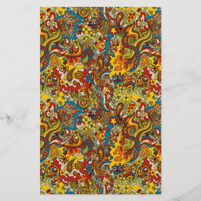 psychedelic flow scrapbook, matte stationary stationery (Front)