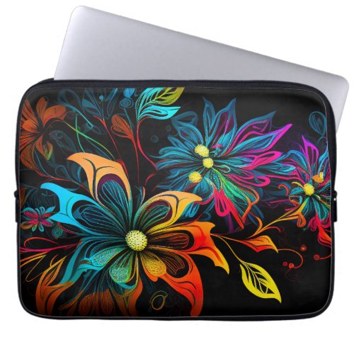 Psychedelic Flower Design Laptop Sleeve