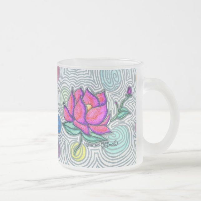 Psychedelic Flower Frosted Glass Coffee Mug (Right)
