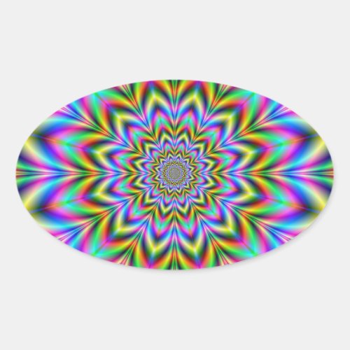 Psychedelic Flower Oval Sticker