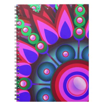 Psychedelic Flower Power Art Notebook by StuffOrSomething at Zazzle