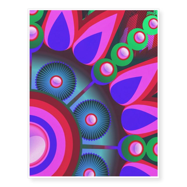 Psychedelic Flower Power Art Temporary Tattoos (Front)