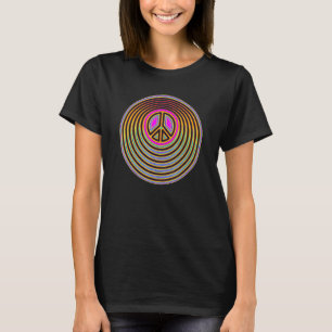 Psychedelic Flower Power Cut Out PEACE sign 1 - Fa T-Shirt