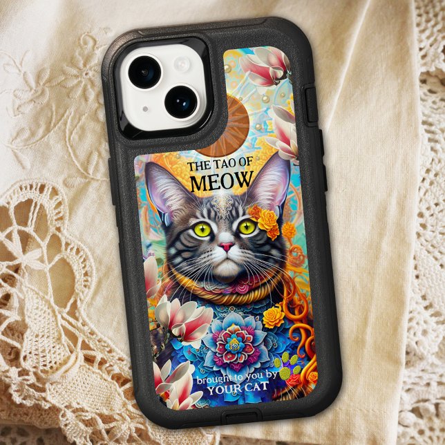 Psychedelic Flower Power Zen Cat iPhone 15 Case (Creator Uploaded)
