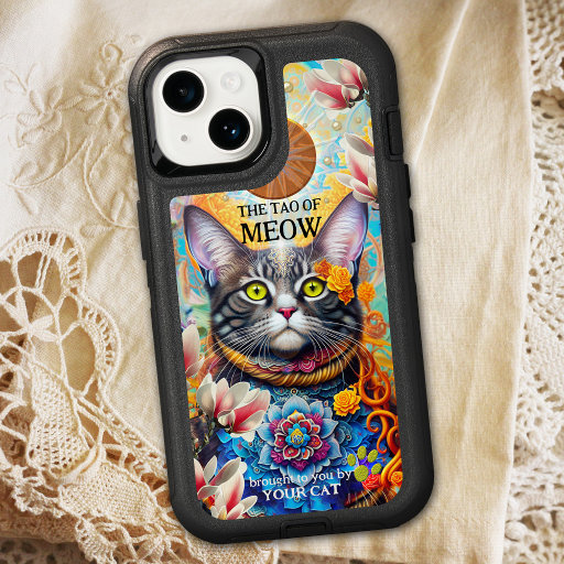 Psychedelic Flower Power Zen Cat OtterBox iPhone 14 Case