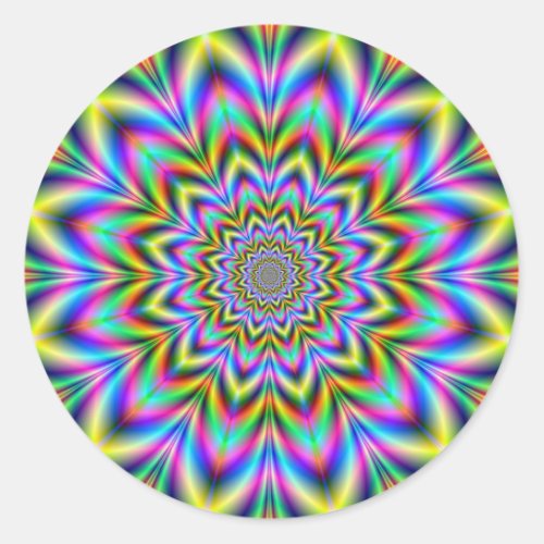 Psychedelic Flower Round Sticker