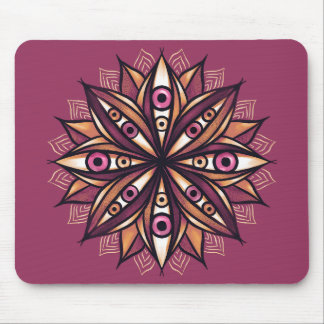 Psychedelic Flower with Trippy Creepy Eyes Mouse Pad