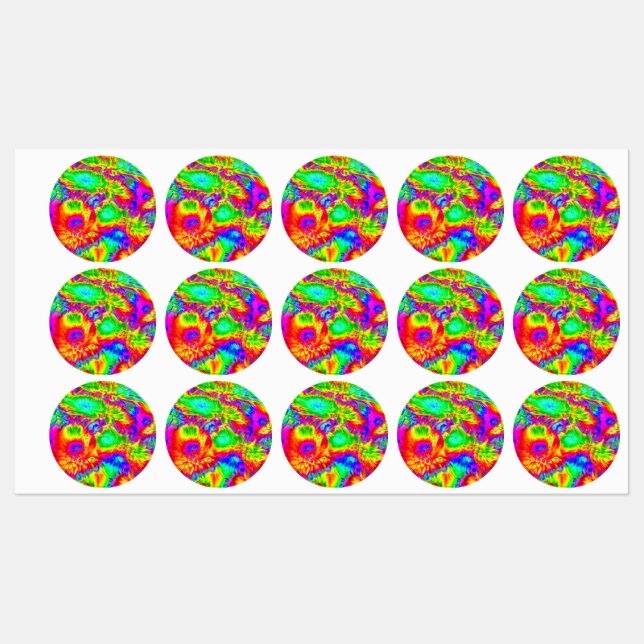 psychedelic flowers 2 labels (Sheet)