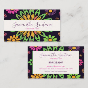 Psychedelic Flowers Bold & Colorful Business Card