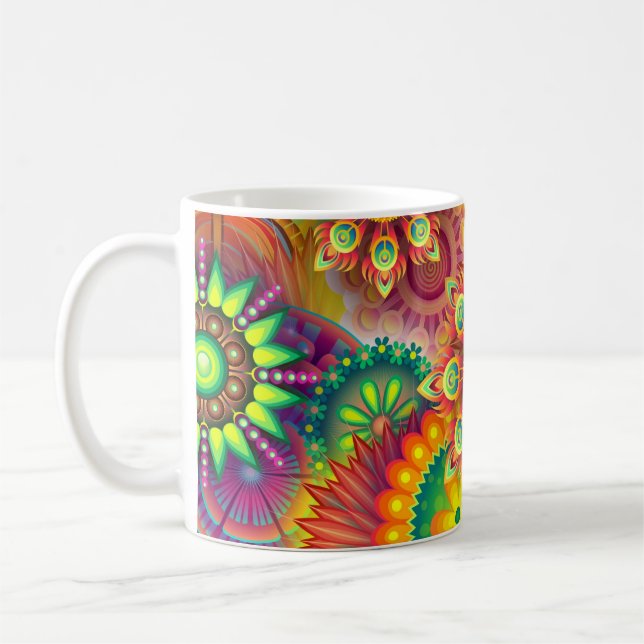 Psychedelic Flowers Coffee Mug (Left)