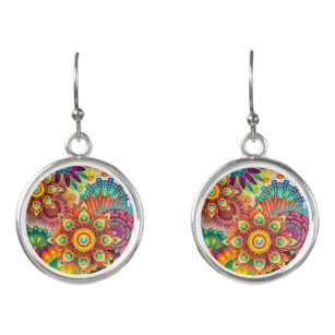 psychedelic flowers earrings