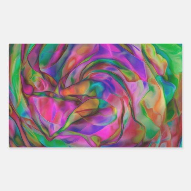 Psychedelic Flowers Rectangular Sticker (Front)