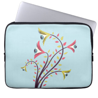 Psychedelic Flowers Spooky Eyes Trippy Laptop Sleeve