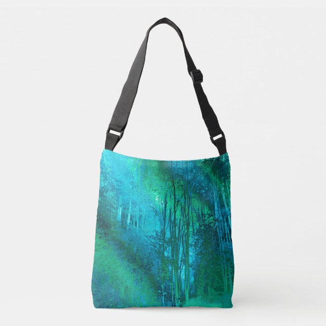 Psychedelic Forest (turquoise-spring green) Crossbody Bag (Front)