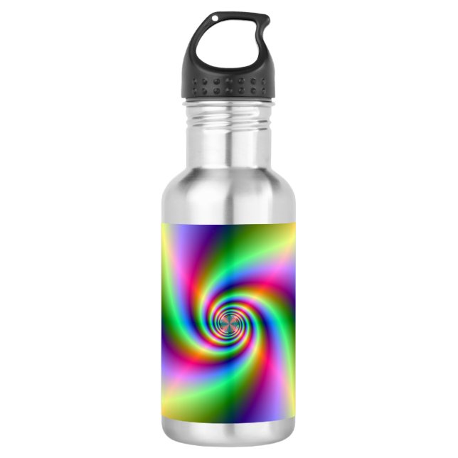 Psychedelic Four Wind Spiral Stainless Steel Water Bottle (Front)