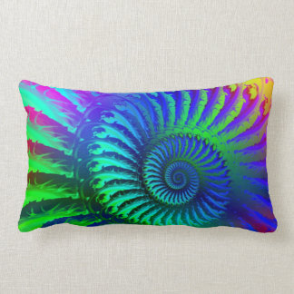 Psychedelic Fractal Blue Pattern Lumbar Pillow