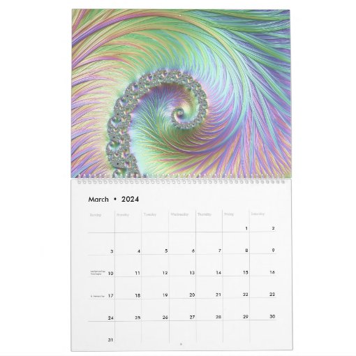 Psychedelic Fractal Calendar Zazzle