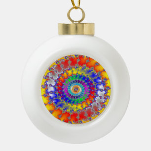 Psychedelic Fractal Ceramic Ball Christmas Ornament