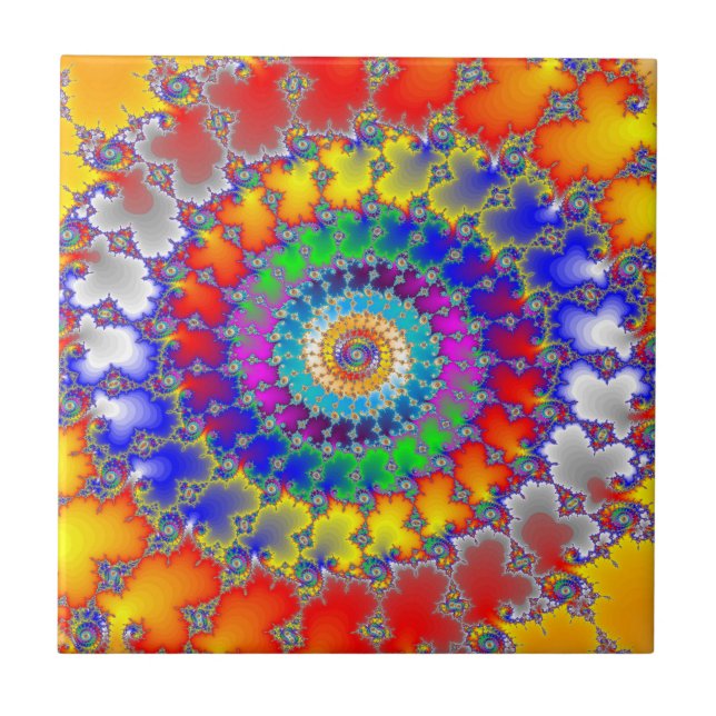 Psychedelic Fractal Ceramic Tile (Front)