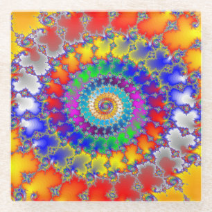 Psychedelic Fractal Glass Coaster