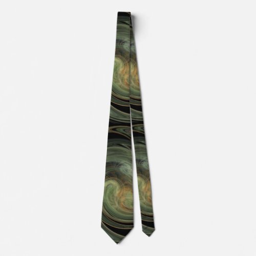 PSYCHEDELIC FRACTAL LIGHT VORTEX Black Grey Yellow Tie