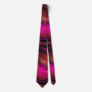 PSYCHEDELIC FRACTAL LIGHT VORTEX,Black Red Brown  Neck Tie