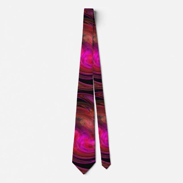 PSYCHEDELIC FRACTAL LIGHT VORTEX,Black Red Brown  Neck Tie (Front)