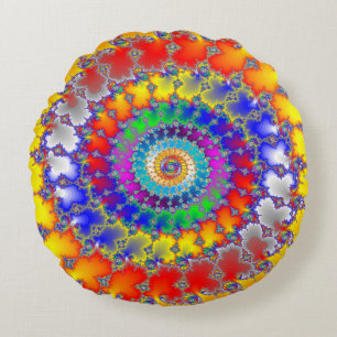 Psychedelic Fractal Round Pillow